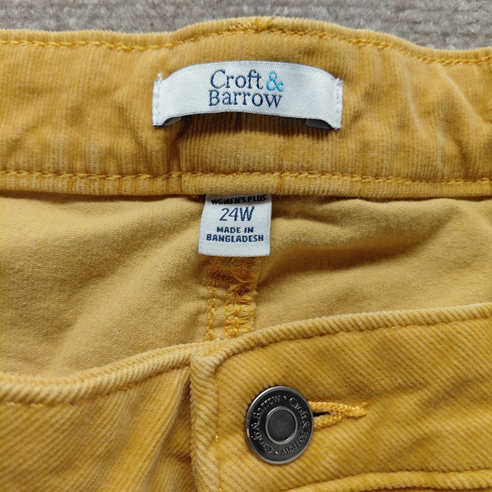 Croft & Barrow Mustard Yellow Corduroy Pants Womens Plus Size 24W Pockets - Picture 7 of 9